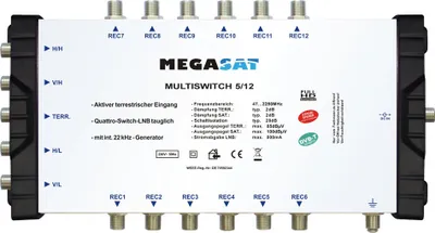 Immagine prodotto di Megasat Multiswitch 5/12 - Multiswitch Satelliten-/terrestrisches Signal (600205)