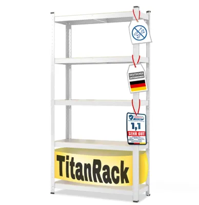 Produktbild von Schwerlastregal verschiedene Farben & Größen bis zu 1250 kg Tragkraft Weiß Höhe/Breite/Tiefe: 180x90x45 cm