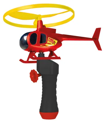 Obrázek produktu pro Günther Flugspiele 1678 - Hasičská helikoptéra, Ø cca 12,5 cm, hasičská helikoptéra s rukojetí pro rychlé startování a startérem, šplhá vysoko a létá daleko, hračka pro děti od 4 let
