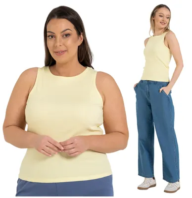 Produktbild von Tanktop - Top Damen Größe XS - Shirt Damen gelb - Basic Top - Sommertop