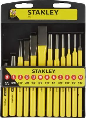 Produktbild von STANLEY Meissel-, Körner- und Durchschläger-Set Fliesen Meißel (12-teilig, Chrom