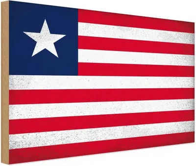 Produktbild von vianmo Holzschild 12x18 cm Liberia Vintage Flagge Fahne Wappen