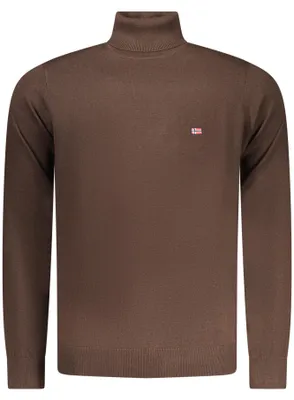 Produktbild von Herren Langarmshirt Braun mit Rollkragen & Stickerei - Norwegen 1963