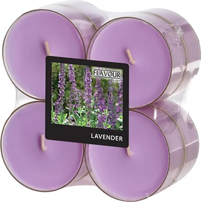 Produktbild von 8 Gala Flavour by GALA Maxi Duftlichte Ø 59 mm, 24 mm violett - Lavender in Polycarbonathülle 96991 Duftkerzen Riesen-Teelichte