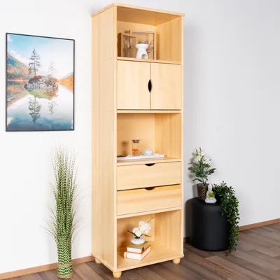 Produktbild von Standregal, 60 cm breit, Kiefer Holz-Massiv, Farbe: Natur
