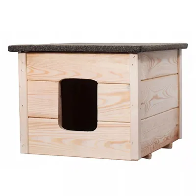 Zdjęcie produktu dla QLS Domek dla psa i kota z drewna 54x40 cm Izolowany Zimoodporny Montowany Niepomalowany 10979