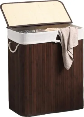 Immagine prodotto di Cesto per la biancheria con 2 scomparti – Bambù – 51,5 x 31,5 x 60,5 cm