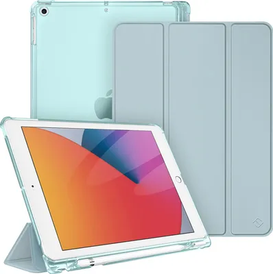 Produktbild von Fintie Hülle für iPad 9. Generation 2021/8. Gen 2020/7. Gen 2019 10.2 Zoll mit Stifthalter, ultradünne leichte Schutzhülle mit transparenter Rückseite und Auto Schlaf/Wach Funktion, Eisblau