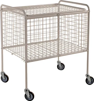 Produktbild von Kongamek Gitterwagen 800x600x915mm in weiß mit 100kg Tragkraft und Gummibereifung Ø125mm