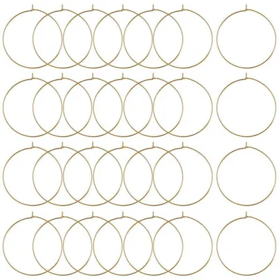 Immagine prodotto di Accessori per orecchini, 60 pezzi, ciondoli a forma di bicchiere da vino, anelli, acciaio inossidabile 316, colore oro, diametro 40 mm