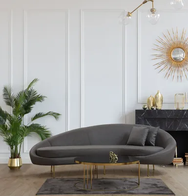 Produktbild von Hanah Home, Eses - Dark Grey, 3-Sitzer-Sofa, BUCHENHOLZ / SPANPLATTEN, Dunkelgrau, 255 x 120 x 85 cm