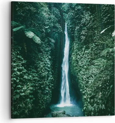 Produktbild von Bild auf Leinwand - Leinwandbild - Einteilig - Tropen Wasserfall Dschungel - 70x70cm - Wand Bild - Wanddeko - Wandbilder - Leinwanddruck - Bilder - Wanddekoration - Leinwand bilder - AC70x70-5103