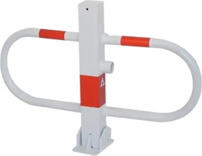 Produktbild von Parkplatzsperre 70x70 mm, umlegbar mit Dreikantverschluss mit rot reflektierenden Leuchtstreifen