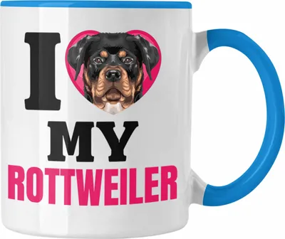 Produktbild von Trendation - Rottweiler Besitzerin Tasse Geschenk Lustiger Spruch Geschenkidee I Love My Rottweiler (Blau)