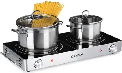 Produktbild von Klarstein Infrarot-Herdplatte, 2 Kochfelder 3000W, Mobile Kochplatte Freistehend, Schnelle 2er Kochplatte aus Glaskeramik, Elektrische Kochplatte Doppel für Camping, Kochplatten 2er Elektrisch