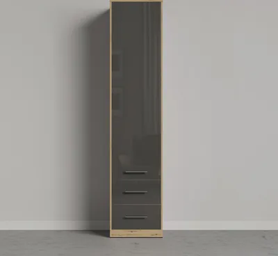 Produktbild von SMARTBett Schrank Kleiderschrank Aktenschrank 50cm mit 2 Schubladen Wildeiche/Anthrazit Glanz