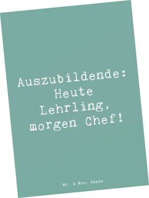 Produktbild von Mr. & Mrs. Panda Postkarte Spruch Auszubildende Chef - Meeresbrise - Geschenk, Ansichtskarten, Beruf, Berufsausbildungsphase, Azubi, kreative Geschenke, Berufsleben