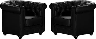 Produktbild von 2er-Set CHESTERFIELD Sessel - Aus Leder - Schwarz