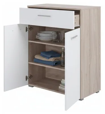 Produktbild von Dmora Sideboard Verduno 79x35x98 cm Weiß, eine Schublade, 2 Regale