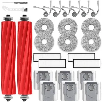 Produktbild von 26 Stück Zubehör Ersatzteile für Roborock QV 35A/QV 35S Saugroboter, 2 Rollenbürste, 4 HEPA-Filter, 6 Staubbeutel, 6 Wischtücher, 6 Seitenbürsten, 1 Reinigungsbürste