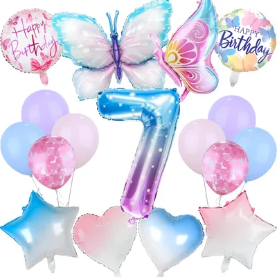 Schmetterlingsballons, 17-teiliges Set, Geburtstagsdeko für Mädchen