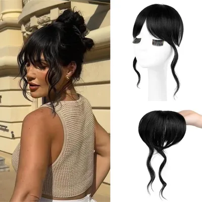 Produktbild von Clip-in Pony mit Schläfenpartie 30 cm Naturschwarz Kunsthaar