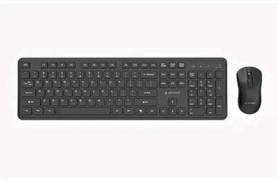 Produktbild von Gembird KBS-WPS-01, Volle Größe (100%), Kabellos, RF Wireless, QWERTY, Schwarz, Maus enthalten