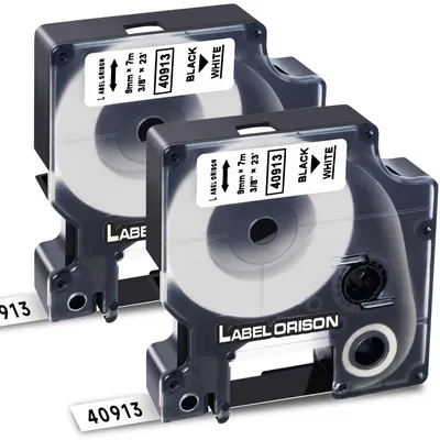 Imagen del producto de Cinta para etiquetas de 9 mm, color sobre blanco, de 7 metros de longitud, compatible con dispositivos de etiquetado Dymo