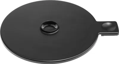 A black lid for a coffee maker.