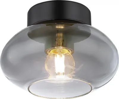 Produktbild von LED Deckenleuchte, Glas rauch, schwarz, D 18 cm