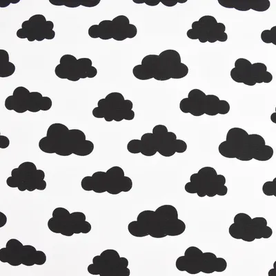 Produktbild von Gardinenstoff Meterware Dekostoff Wolken weiß schwarz 1,4m