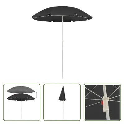 Image de The Living Store Parasol avec mât en acier Anthracite 180 cm