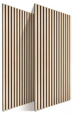 Produktbild von Relaxdays Akustikpaneele, 2er Set, 120 x 60 cm, Schalldämmung & Wandverkleidung, Eiche Furnier, Wandpaneele, hellbraun