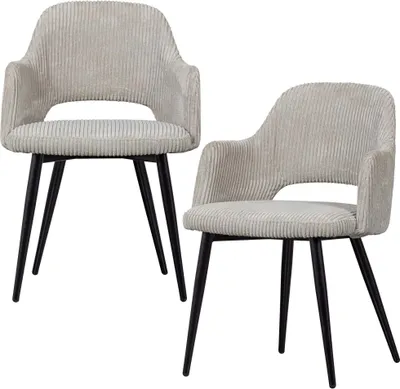 Produktbild von WOOOD Ferdy Esszimmerstühle 2er Set aus Rippstoff, Grau