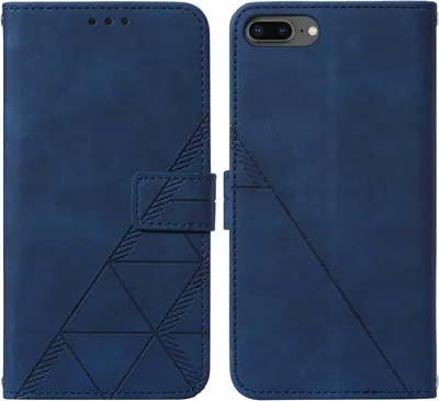 Produktbild von iPhone 8 Plus Hülle, Schlank Prägung Flip Leder Kartenfächer Schutzhülle mit Ständer für iPhone 8 Plus/ 7 Plus/ 6s Plus/ 6 Plus Blau