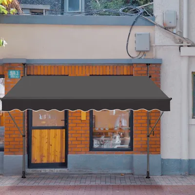 Produktbild von LZQ 250x120cm Klemmmarkise Einziehbar Balkonmarkise mit Handkurbel Balkon Markise Sonnenschutz ohne Bohren Höhenverstellbar Dunkelgrau