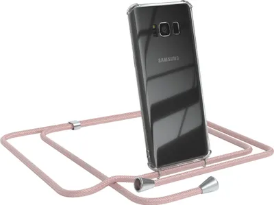 Produktbild von EAZY CASE Handykette kompatibel mit Samsung Galaxy S8, Handyhülle mit Umhängeband, Handykordel, Schutzhülle Clear, Band in Rosa