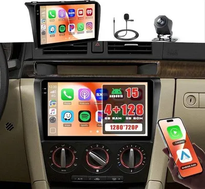 Zdjęcie produktu dla Radio samochodowe 9 cali - 4G+128G - Android 15 - z bezprzewodowym Carplay i GPS