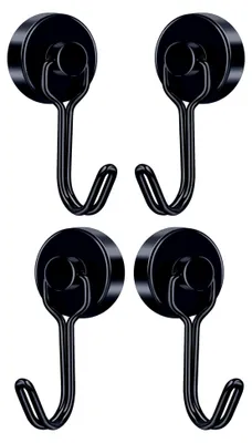 Produktbild von 4er Set Magnethaken, Starke Schwenkbare Neodym Magnet Haken mit 180° Drehung für Küche, Garage und Büro