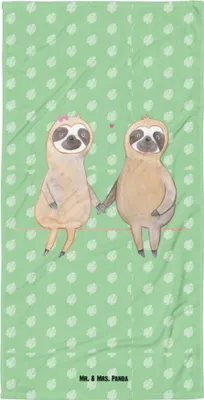 Produktbild von Mr. & Mrs. Panda Handtuch Faultier Pärchen - Tropengrün - Geschenk, Baumwollhandtuch, Reisehandtuch, Großes Badehandtuch, Strandtuch, Liebe, Verliebt