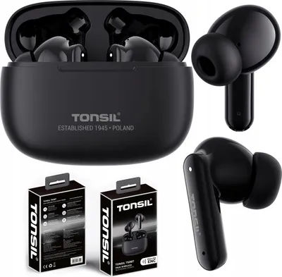 Zdjęcie produktu dla Tonsil T50Bt Słuchawki Bezprzewodowe Czarne Bluetooth 5.3 Ipx5 Słuchawki Douszne