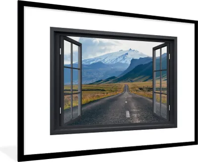 Produktbild von MuchoWow® MuchoWow® Gerahmtes Poster Aussicht - Berg - Straße 90x60 cm - Poster mit zchwarzem Bilderrahmen - Wanddekoration - Fotos