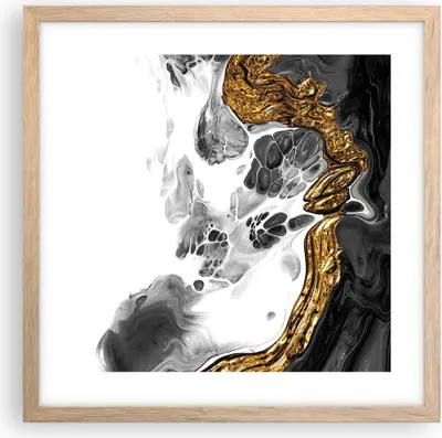 Produktbild von Gerahmtes Poster - Rahmen in heller Eiche - Abstraktion verschüttet Kontrast - 40x40 cm - Wand Bild - Wanddeko - Wandbilder - Kunstposter - Wandposter - Bilderrahmen - Bilder - P2NAC40x40-4498