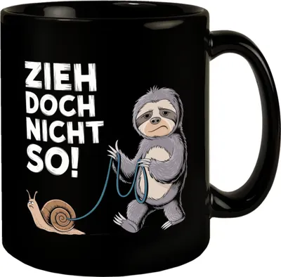 Produktbild von Faultier mit Schnecke Tasse - ZIEH DOCH NICHT SO!