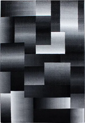 Produktbild von Villa Möbel Miaique Wohnzimmer-Teppich, Designteppich, Abstrakt Kariert Design, Farbe:Schwarz, Grösse:240x340 cm