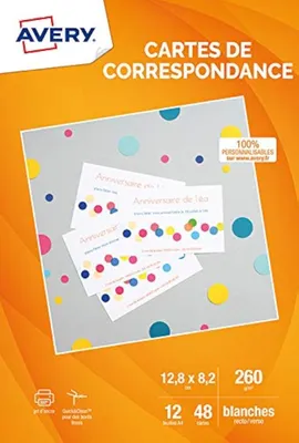 Productafbeelding van Correspondentiekaarten - Zelf kaarten maken - Persoonlijke berichten - Microperforaties - 48 stuks - Mat wit