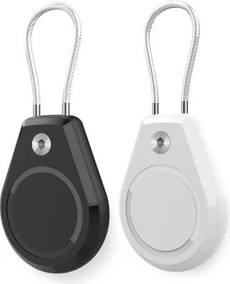 Obrázok produktu pre Ochranný kryt kompatibilný s Apple AirTag, vodotesný s oceľovým káblom - čierny + biely (2 kusy)