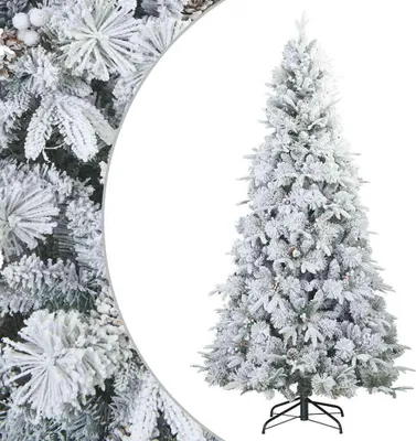 Zdjęcie produktu dla vidaXL Sztuczna choinka na zawiasach pokryta śniegiem biała 210 cm