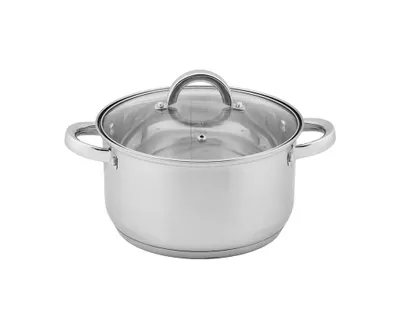 Obrázek produktu pro Hrnec Topfann s skleněným víkem, 4 l, nerezová ocel – vhodný na indukci, 22 cm, saténový povrch, lze mýt v myčce