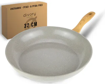Produktbild von DIVORY Keramikpfanne 32cm – Pfanne mit Keramikbeschichtung Induktion,  & PTFE frei, große Bratpfanne, Keramik beschichtet (Natura, 32 cm)